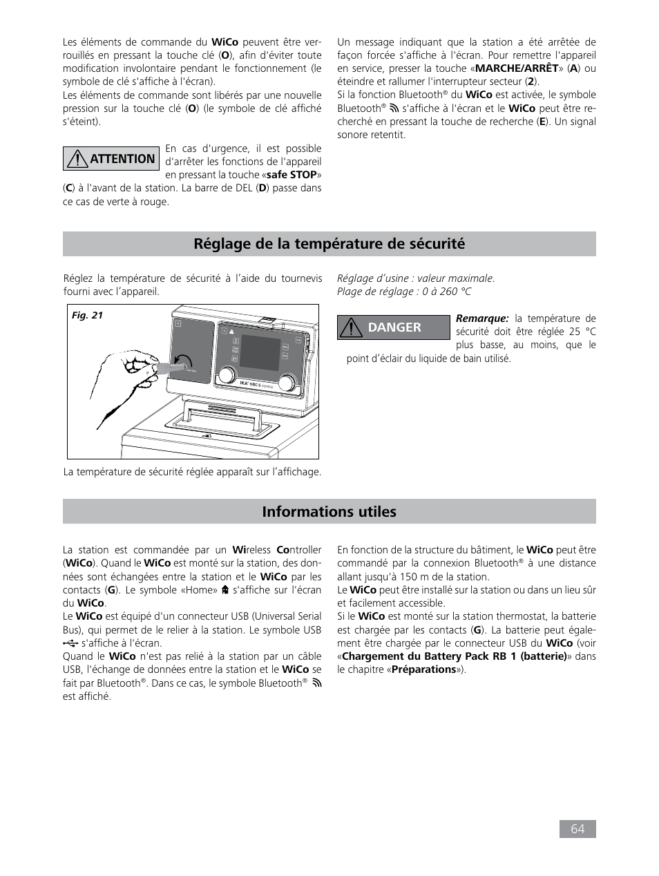 Réglage de la température de sécurité, Informations utiles | IKA HBC 10 control User Manual | Page 64 / 232
