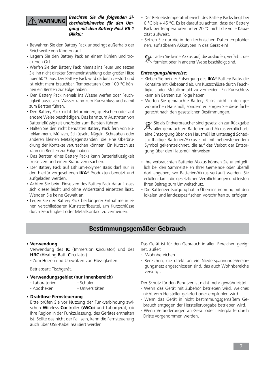 Bestimmungsgemäßer gebrauch | IKA HBC 10 control User Manual | Page 7 / 232
