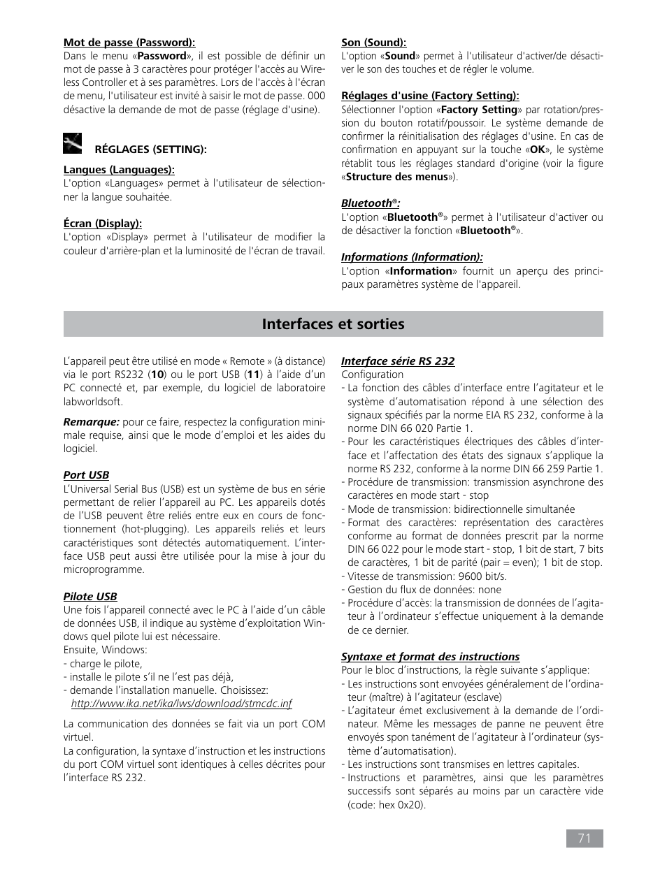 Interfaces et sorties | IKA HBC 10 control User Manual | Page 71 / 232