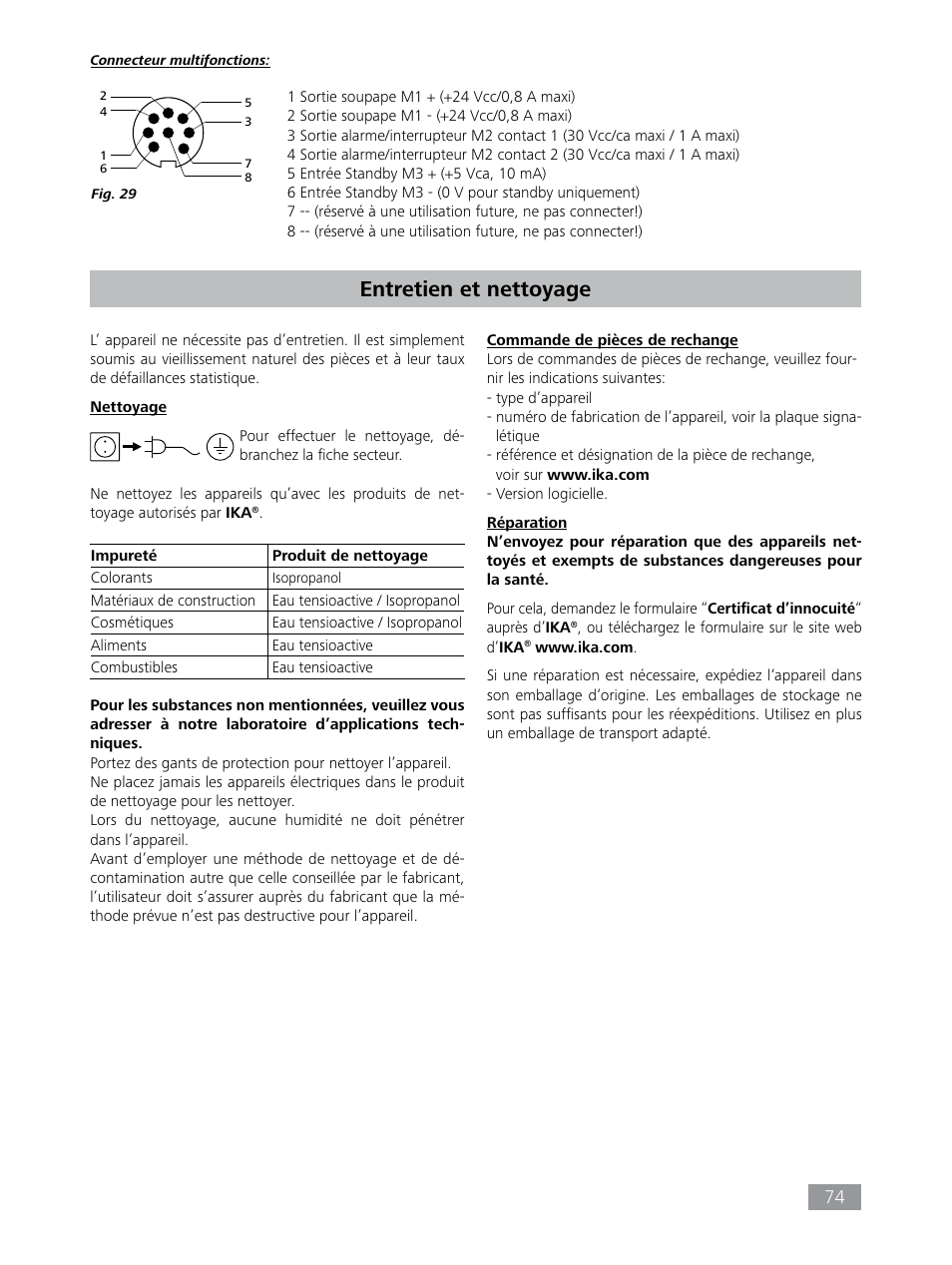 Entretien et nettoyage | IKA HBC 10 control User Manual | Page 74 / 232