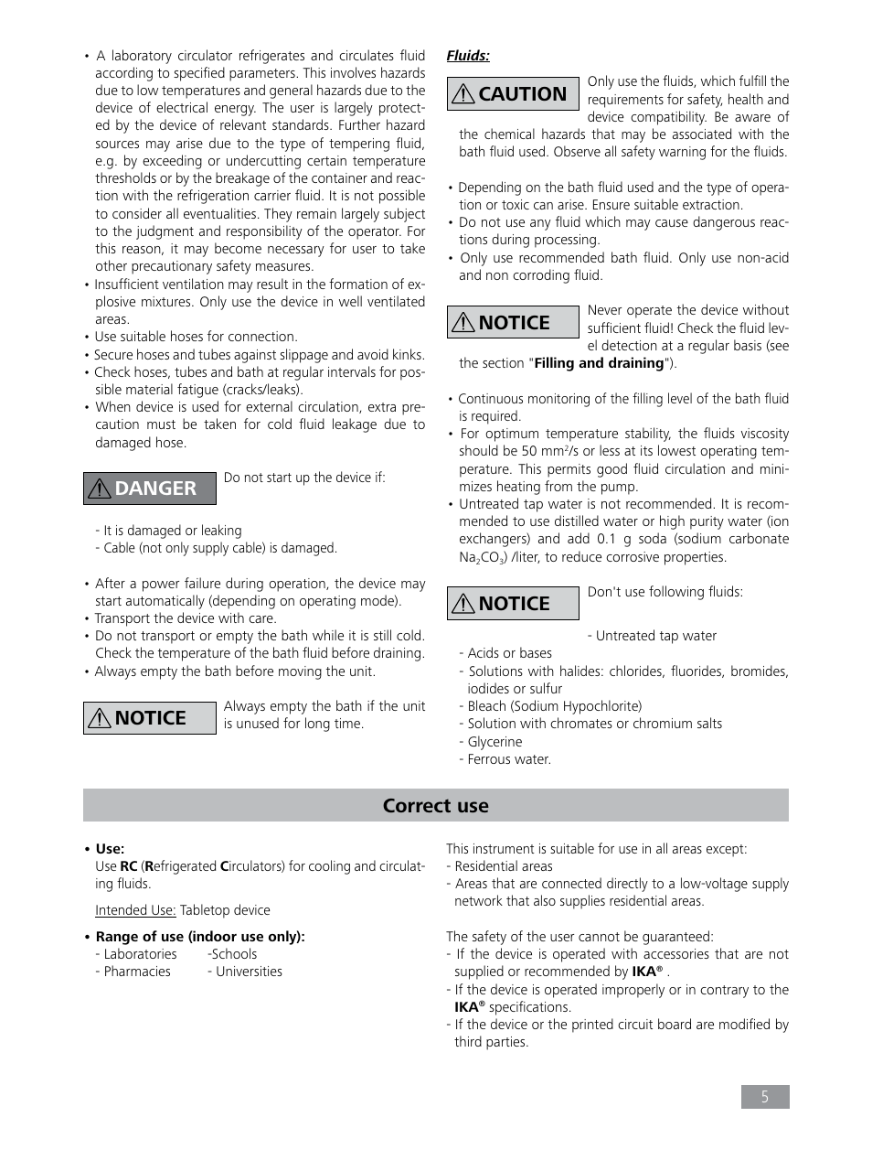 Danger notice caution notice notice correct use | IKA RC 2 basic User Manual | Page 5 / 19