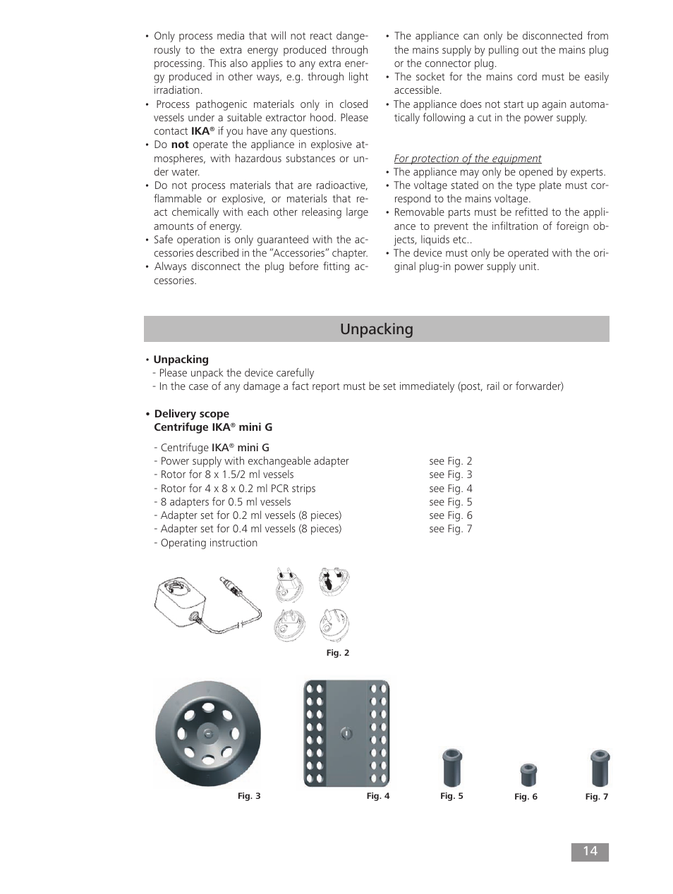 Unpacking | IKA mini G User Manual | Page 14 / 72