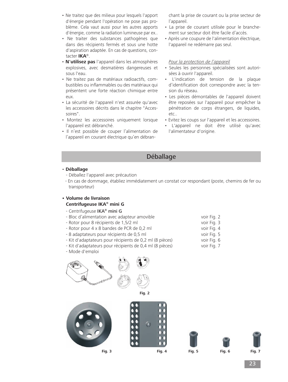 Déballage | IKA mini G User Manual | Page 23 / 72