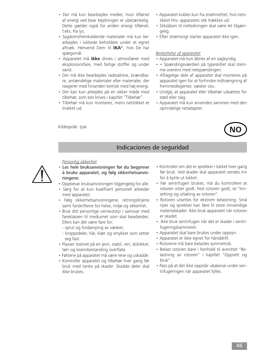 Indicaciones de seguridad | IKA mini G User Manual | Page 46 / 72