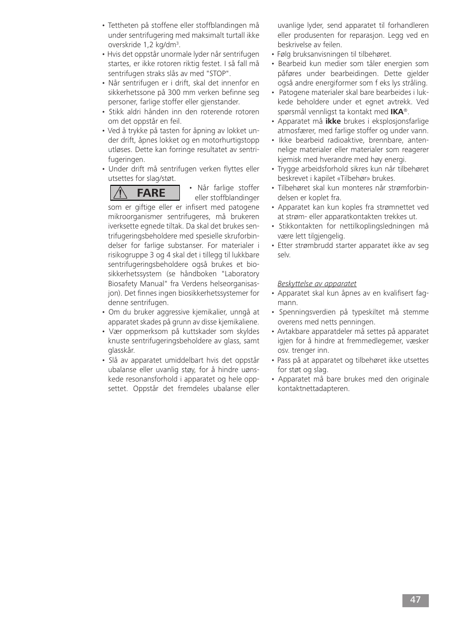 Fare | IKA mini G User Manual | Page 47 / 72