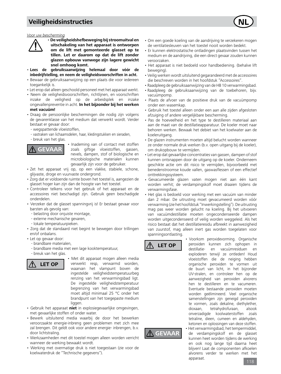 Veiligheidsinstructies, Gevaar | IKA RV 8 FLEX User Manual | Page 118 / 156