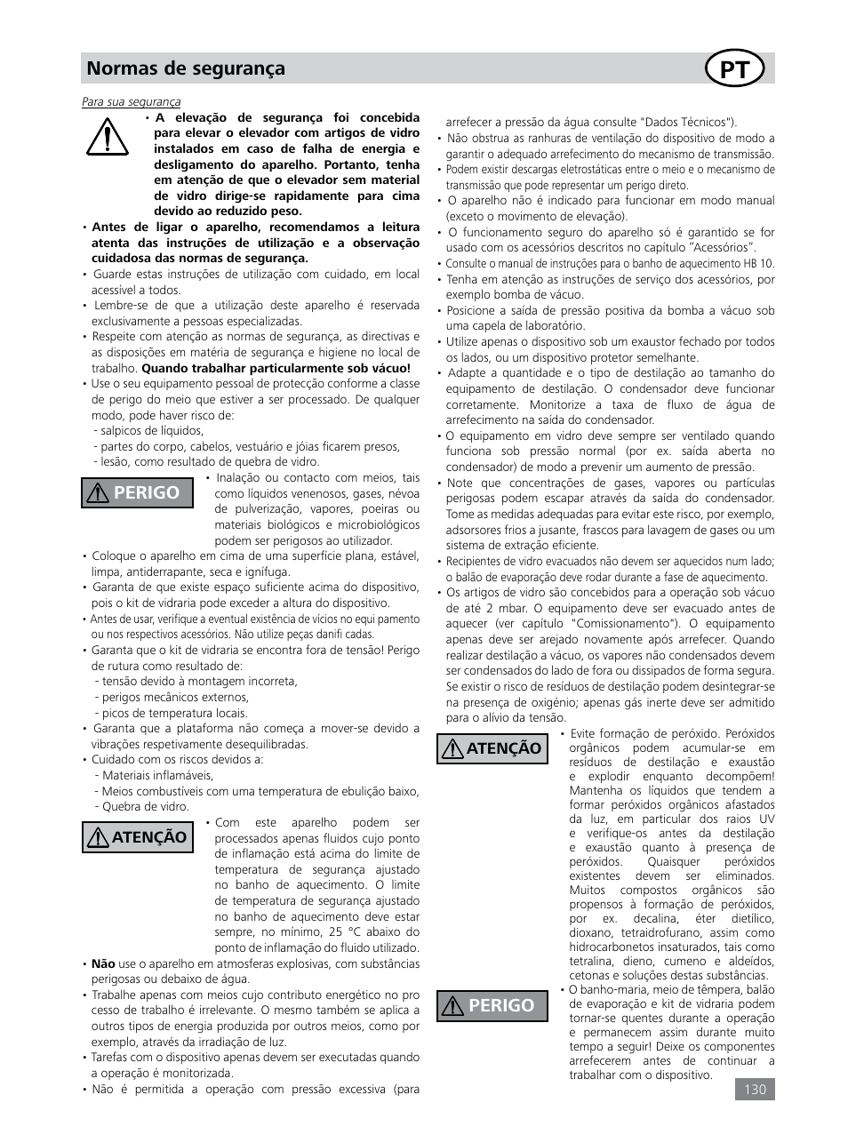 Normas de segurança, Perigo, Atenção | IKA RV 8 FLEX User Manual | Page 130 / 156