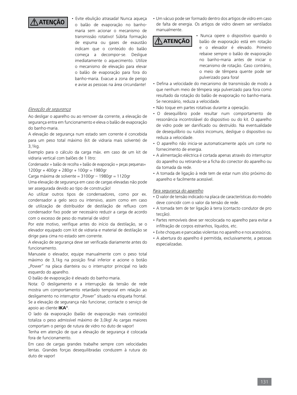 Atenção | IKA RV 8 FLEX User Manual | Page 131 / 156