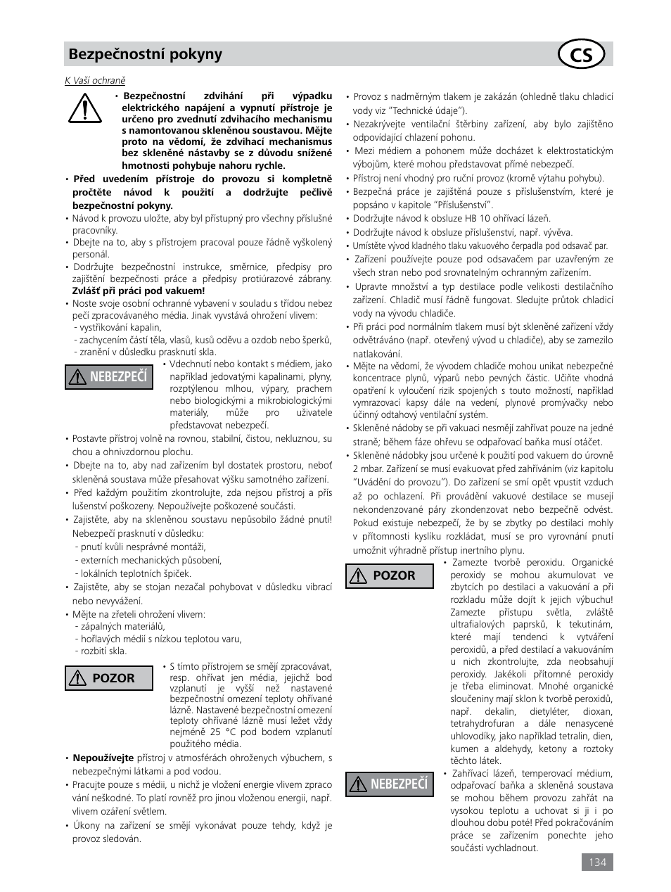 Bezpečnostní pokyny, Nebezpečí | IKA RV 8 FLEX User Manual | Page 134 / 156