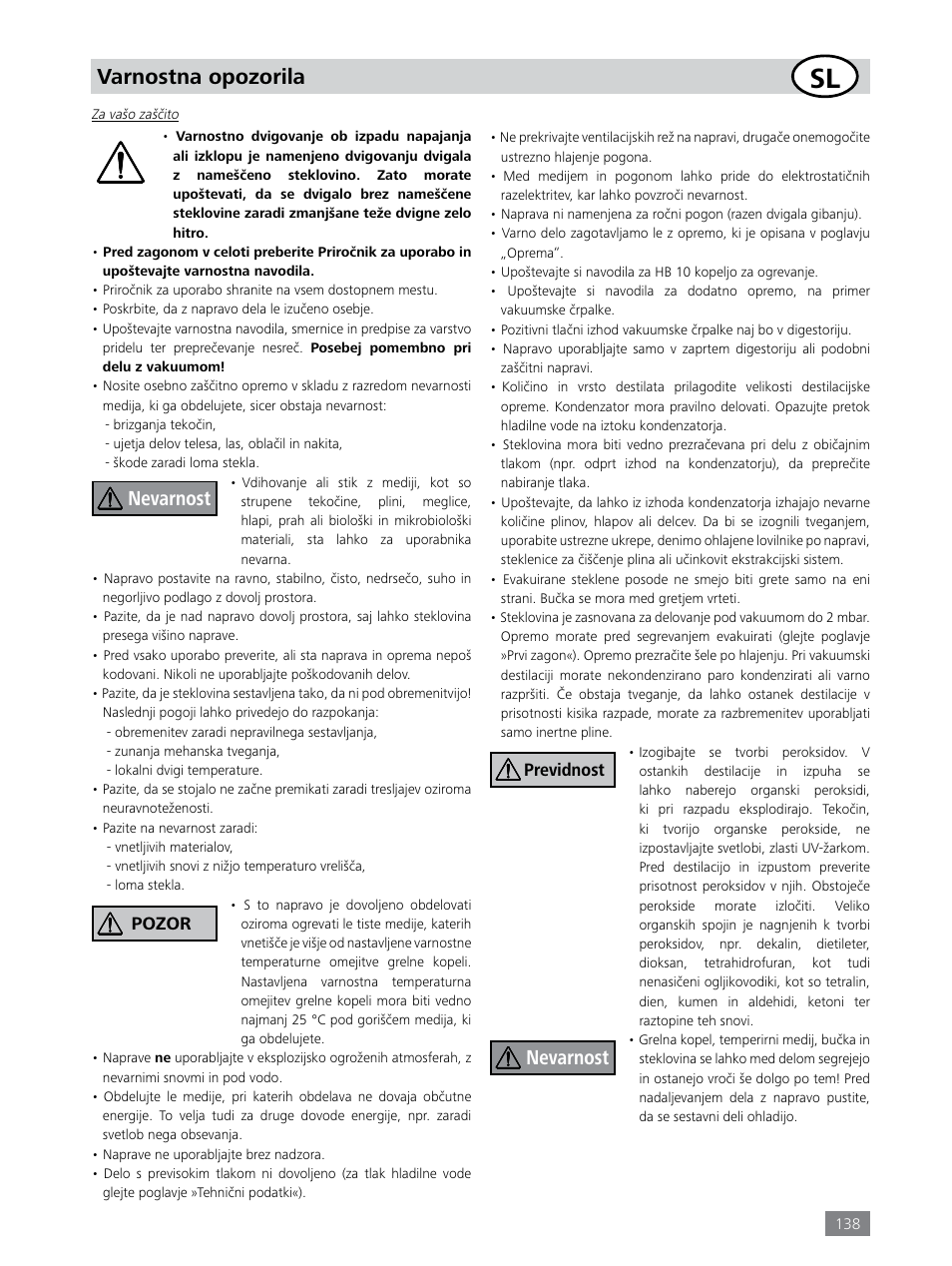 Varnostna opozorila, Nevarnost | IKA RV 8 FLEX User Manual | Page 138 / 156