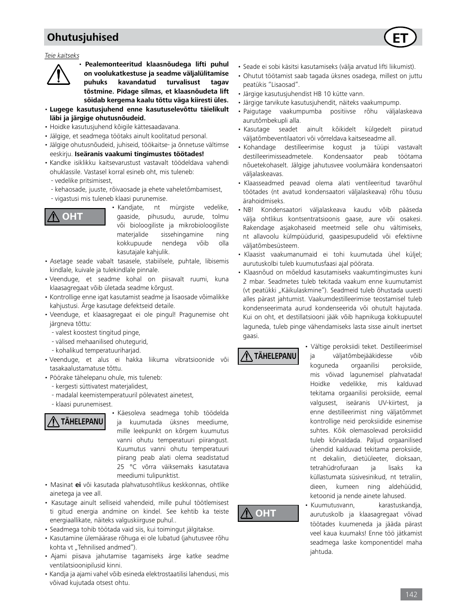 Ohutusjuhised | IKA RV 8 FLEX User Manual | Page 142 / 156