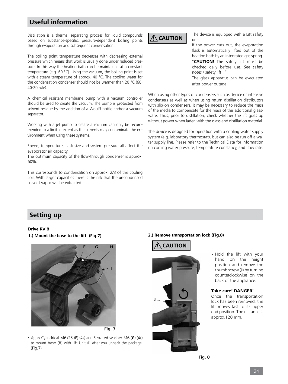 Useful information, Setting up | IKA RV 8 FLEX User Manual | Page 24 / 156