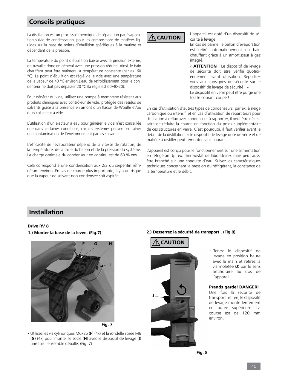 Conseils pratiques, Installation | IKA RV 8 FLEX User Manual | Page 40 / 156