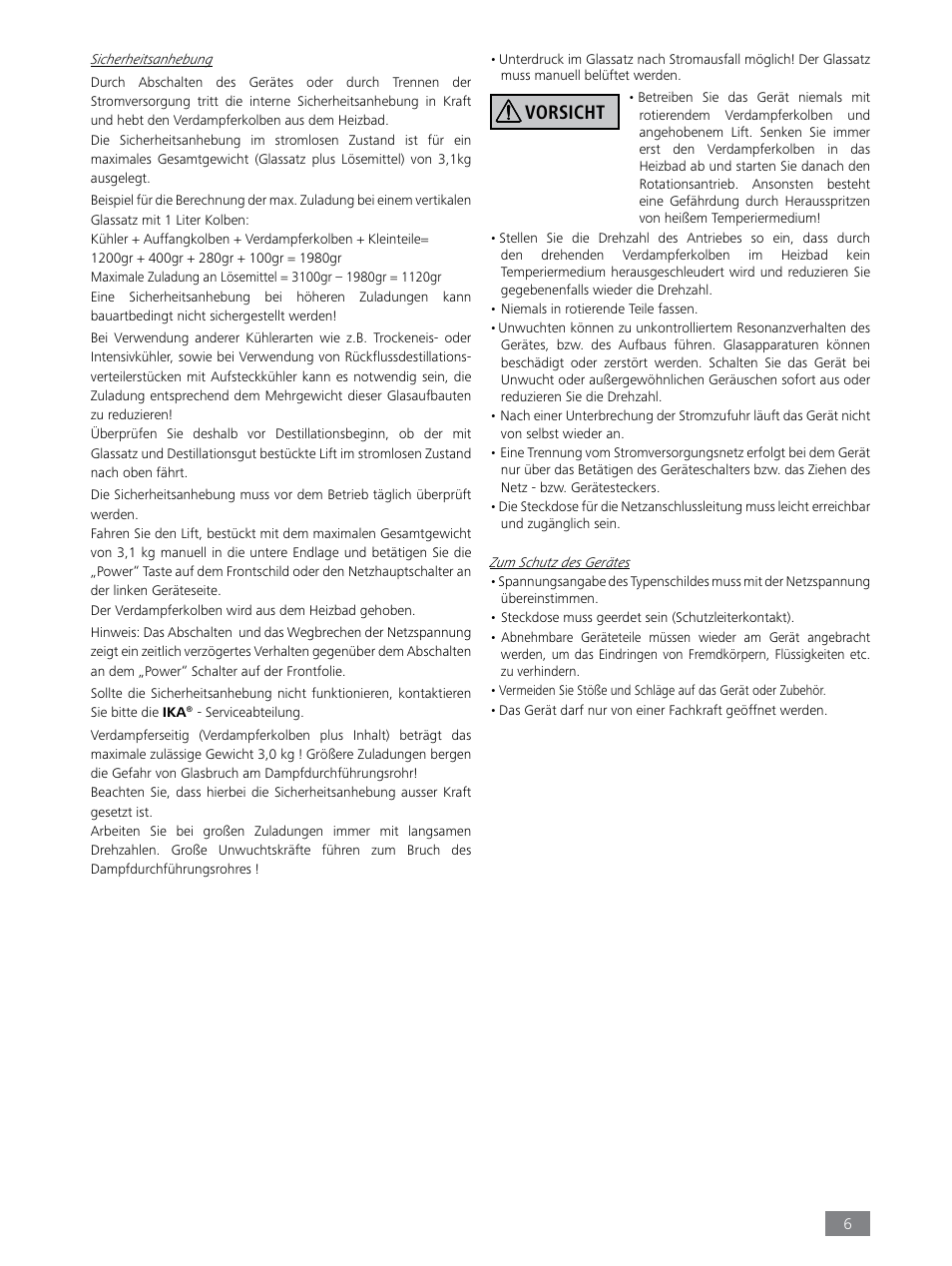 Vorsicht | IKA RV 8 FLEX User Manual | Page 6 / 156