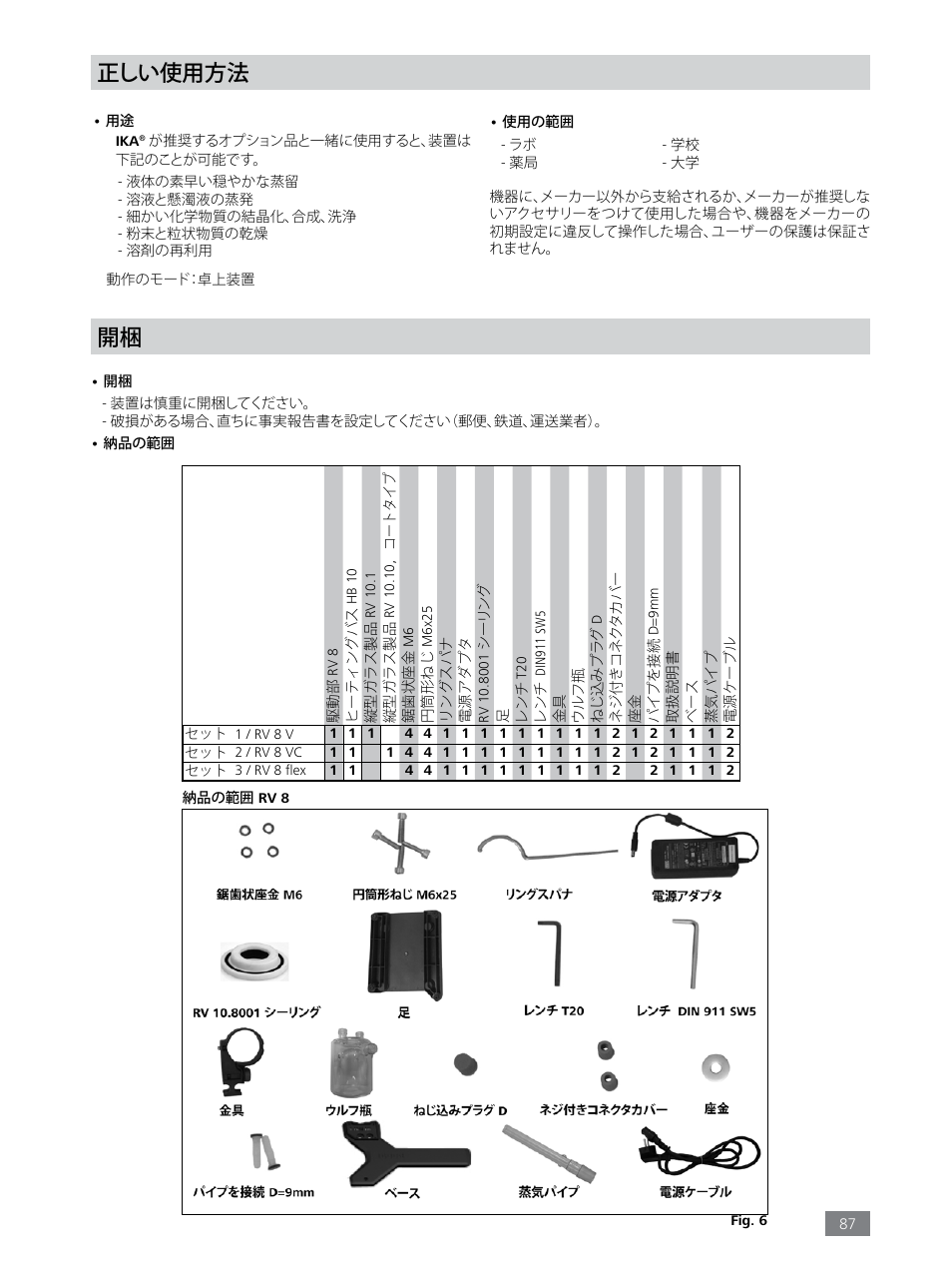 正しい使用方法 | IKA RV 8 FLEX User Manual | Page 87 / 156