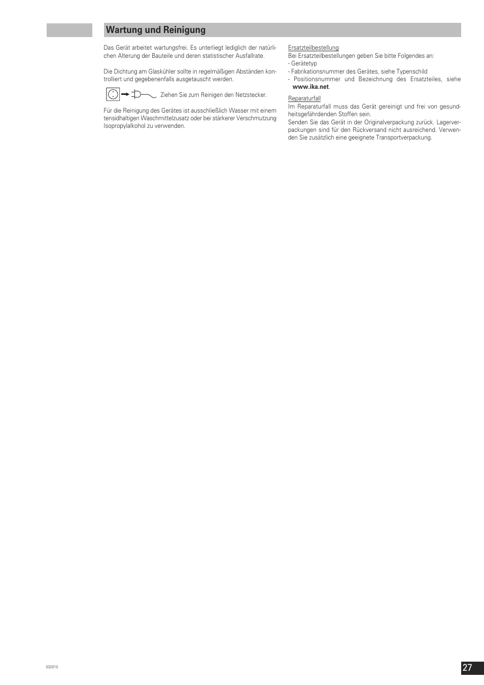 Wartung und reinigung | IKA RV 10 control FLEX User Manual | Page 26 / 114