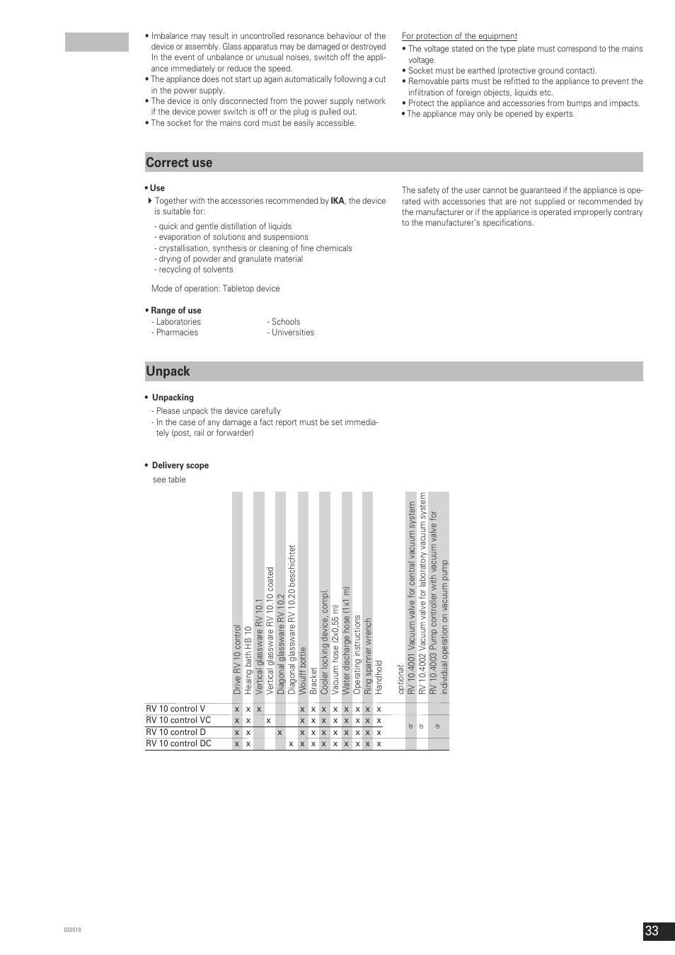 Correct use unpack | IKA RV 10 control FLEX User Manual | Page 32 / 114