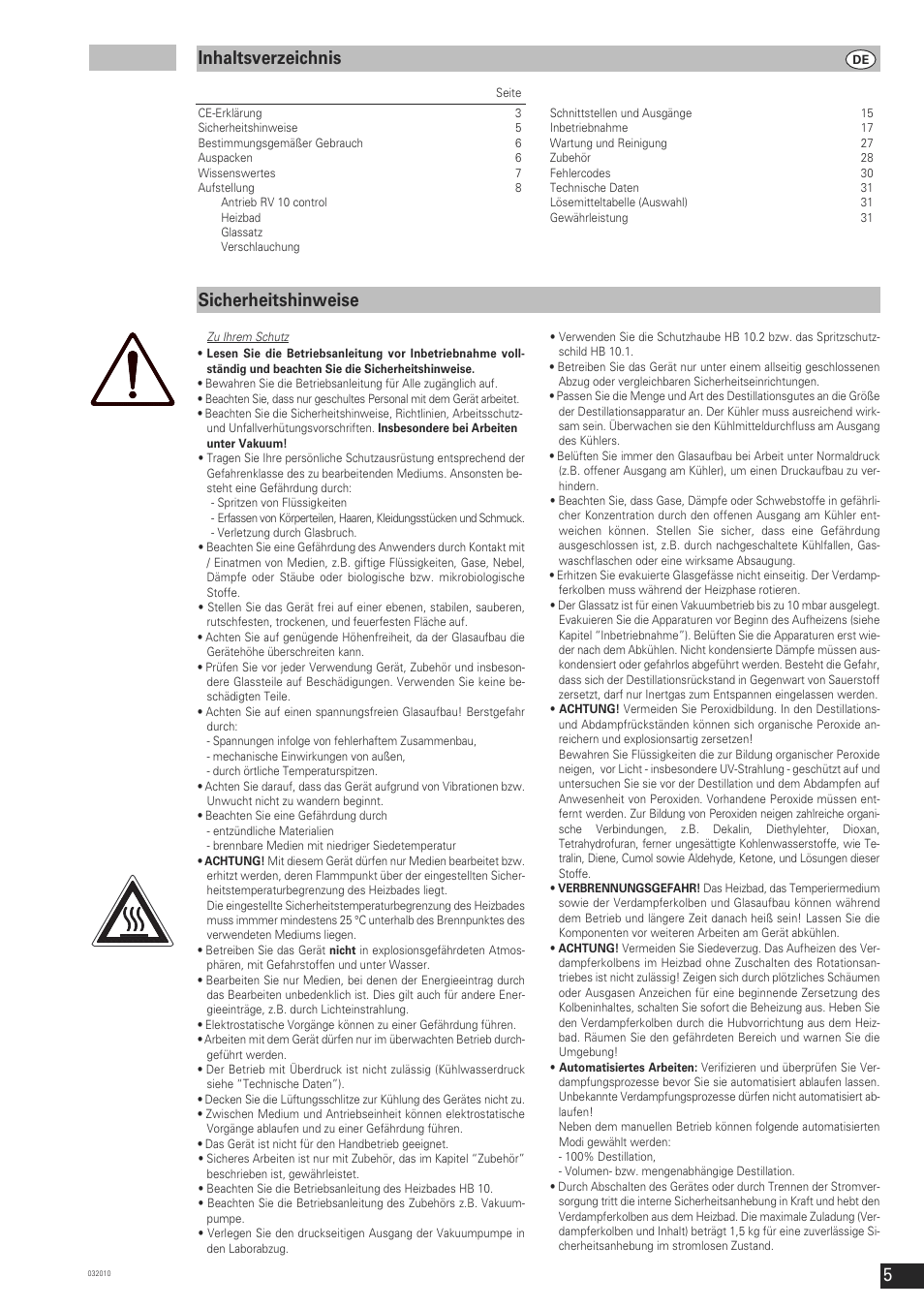 Sicherheitshinweise inhaltsverzeichnis | IKA RV 10 control FLEX User Manual | Page 4 / 114