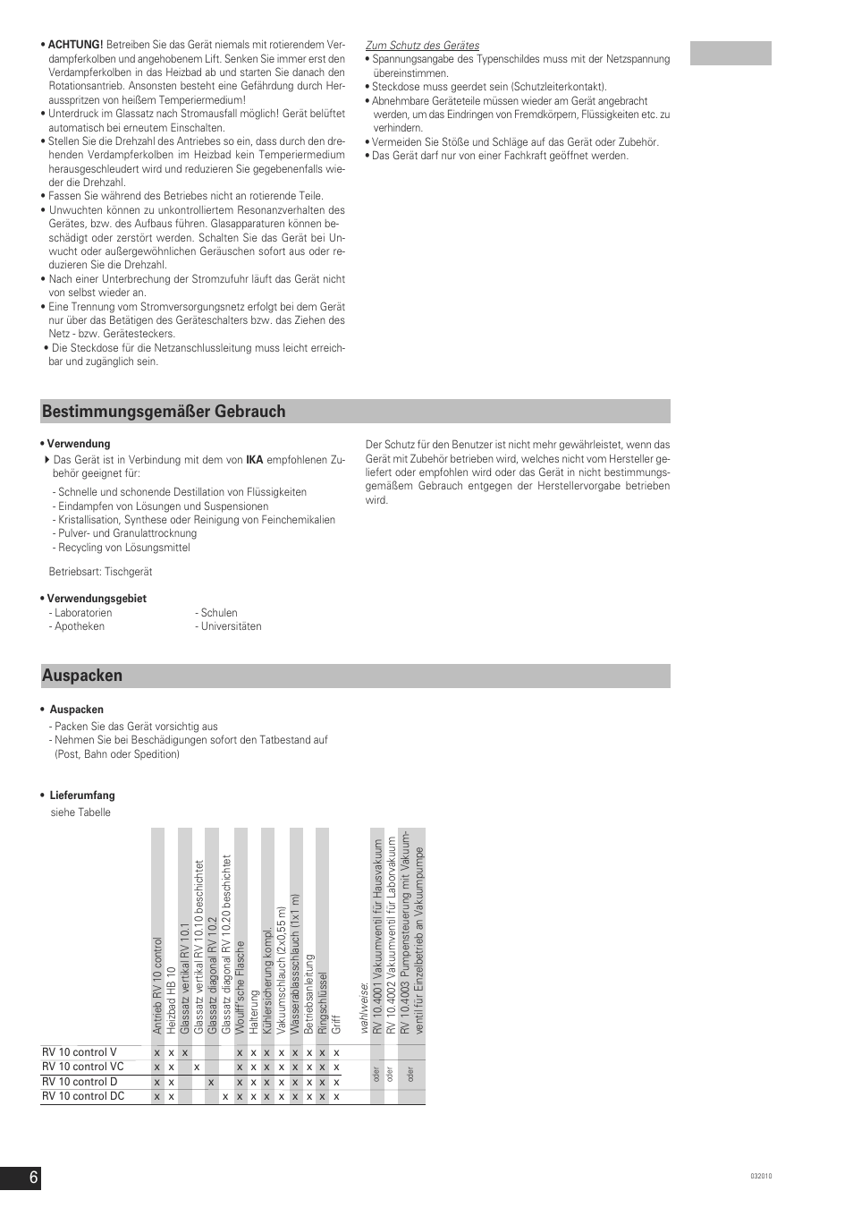 Bestimmungsgemäßer gebrauch auspacken | IKA RV 10 control FLEX User Manual | Page 5 / 114