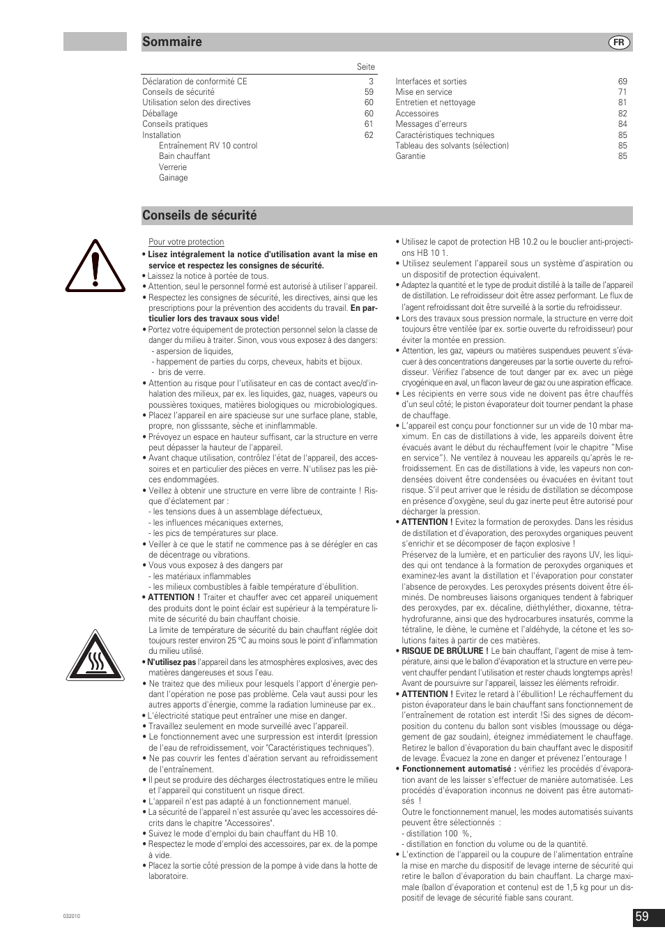 Conseils de sécurité sommaire | IKA RV 10 control FLEX User Manual | Page 58 / 114
