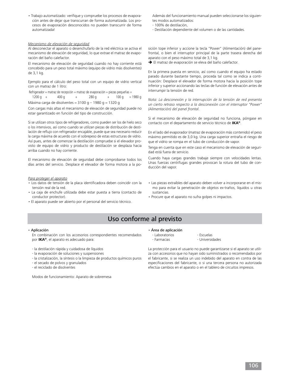 Uso conforme al previsto | IKA RV 10 control FLEX auto User Manual | Page 106 / 172