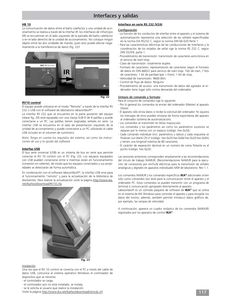 Interfaces y salidas | IKA RV 10 control FLEX auto User Manual | Page 117 / 172