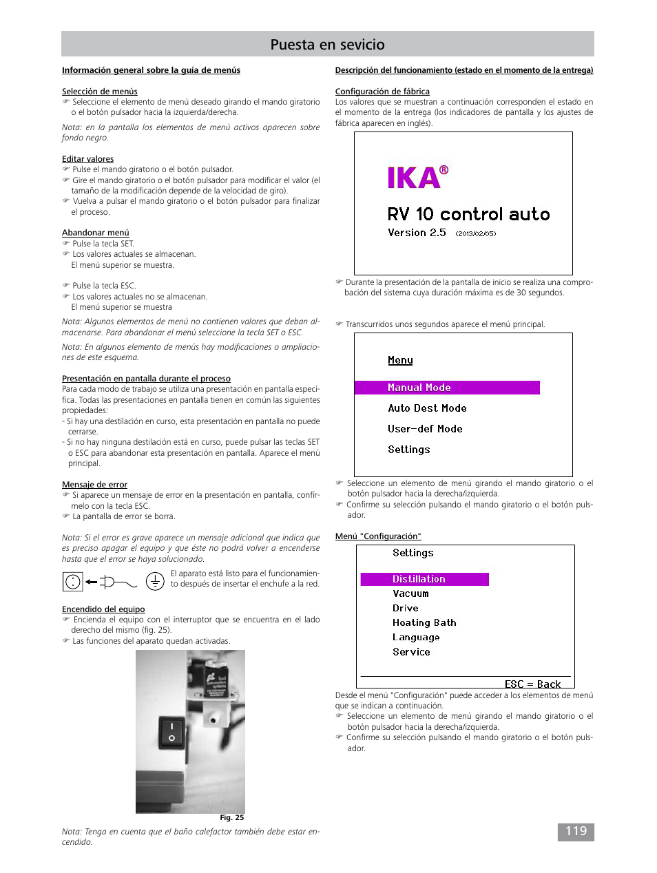 Puesta en sevicio | IKA RV 10 control FLEX auto User Manual | Page 119 / 172