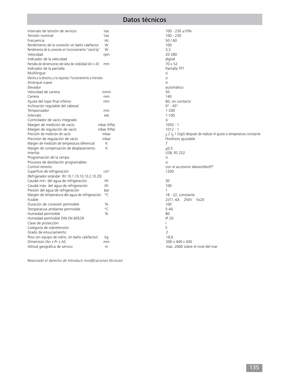 Datos técnicos | IKA RV 10 control FLEX auto User Manual | Page 135 / 172