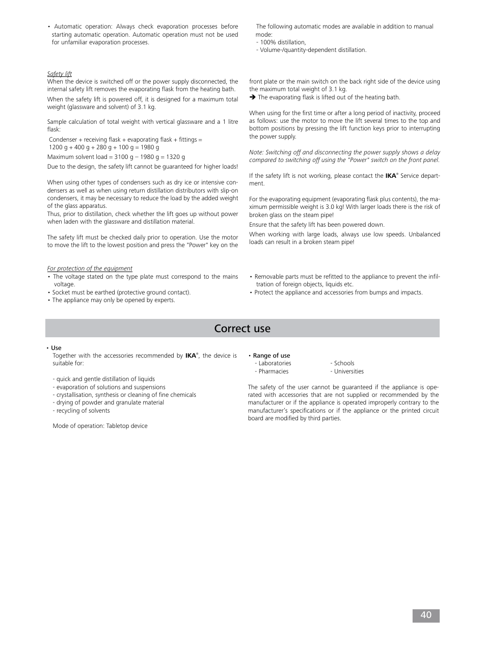 Correct use | IKA RV 10 control FLEX auto User Manual | Page 40 / 172