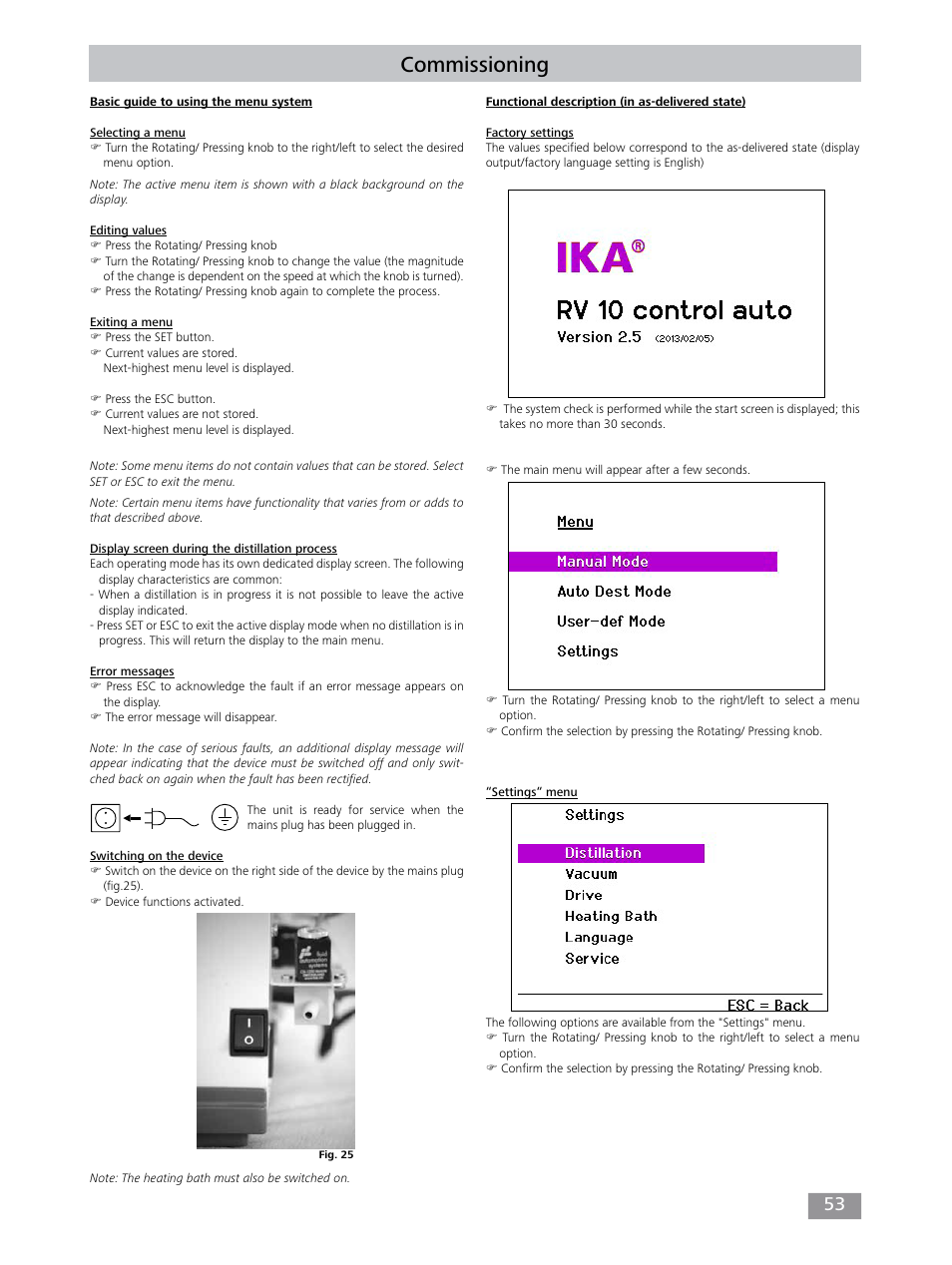 Commissioning | IKA RV 10 control FLEX auto User Manual | Page 53 / 172