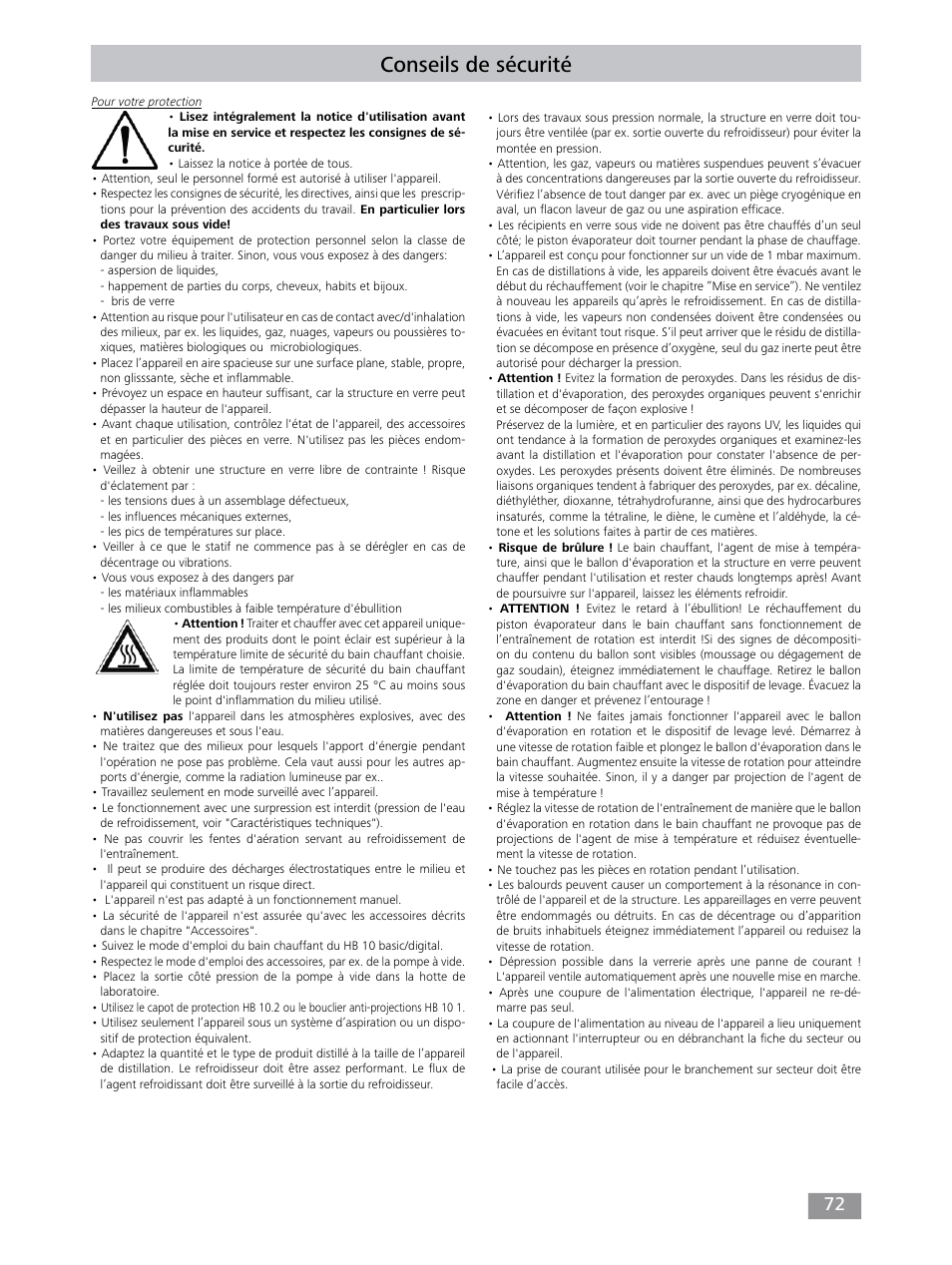 Conseils de sécurité | IKA RV 10 control FLEX auto User Manual | Page 72 / 172