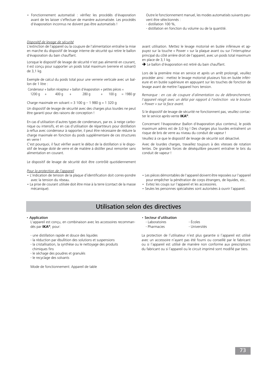 Utilisation selon des directives | IKA RV 10 control FLEX auto User Manual | Page 73 / 172