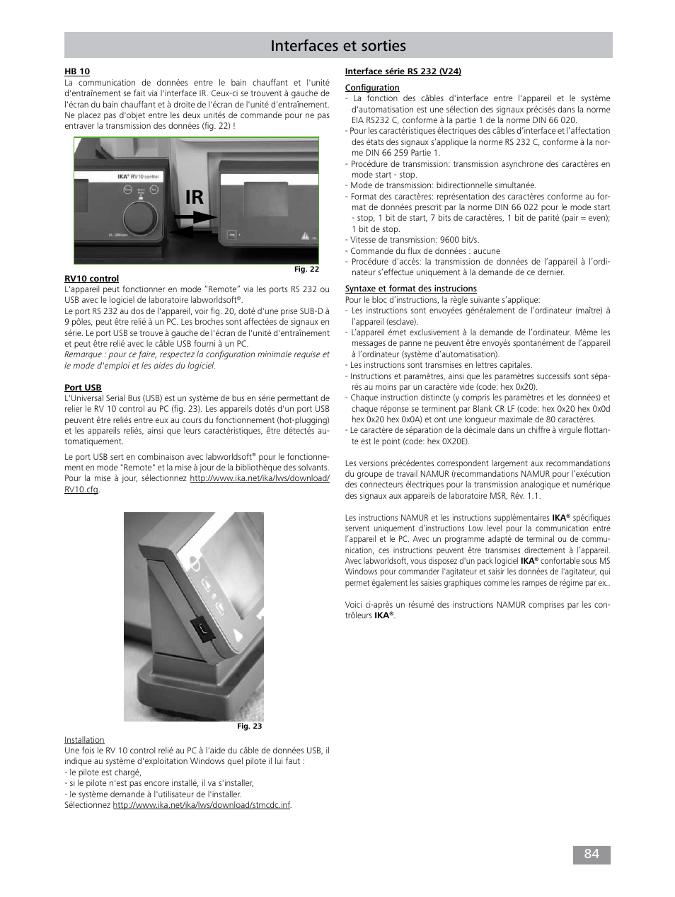 Interfaces et sorties | IKA RV 10 control FLEX auto User Manual | Page 84 / 172
