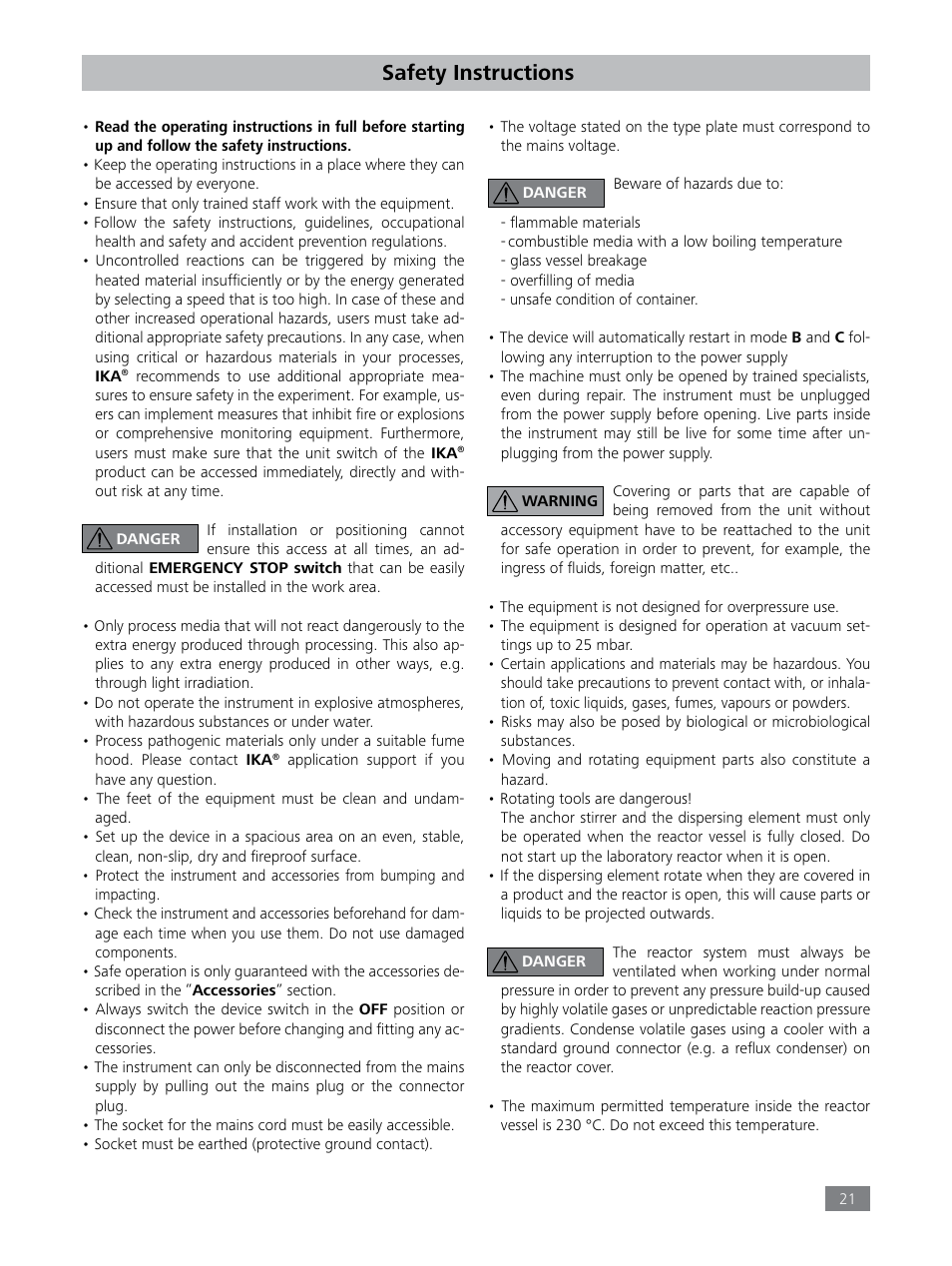 Safety instructions | IKA LR 1000 control Package User Manual | Page 21 / 104