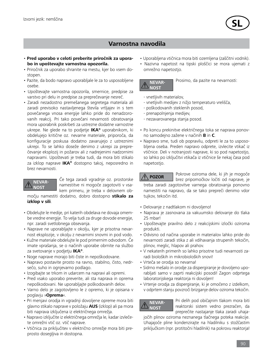 Varnostna navodila | IKA LR 1000 control Package User Manual | Page 90 / 104