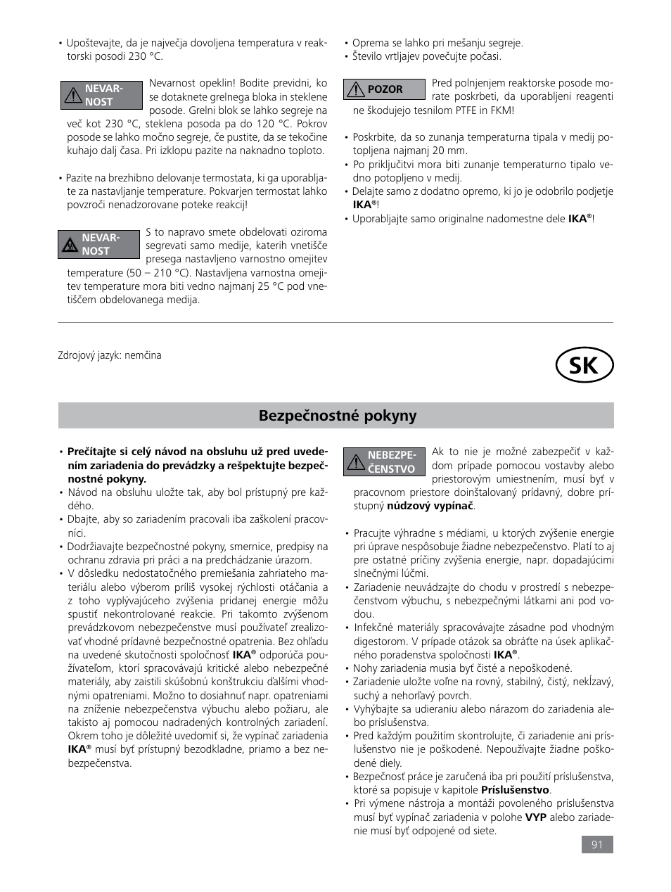 Bezpečnostné pokyny | IKA LR 1000 control Package User Manual | Page 91 / 104