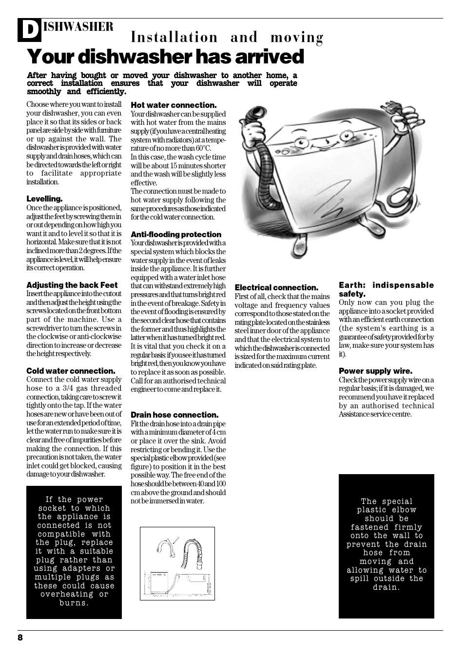 Your dishwasher has arrived, Installation and moving, Ishwasher | Ariston LI 68 DUO User Manual | Page 10 / 16