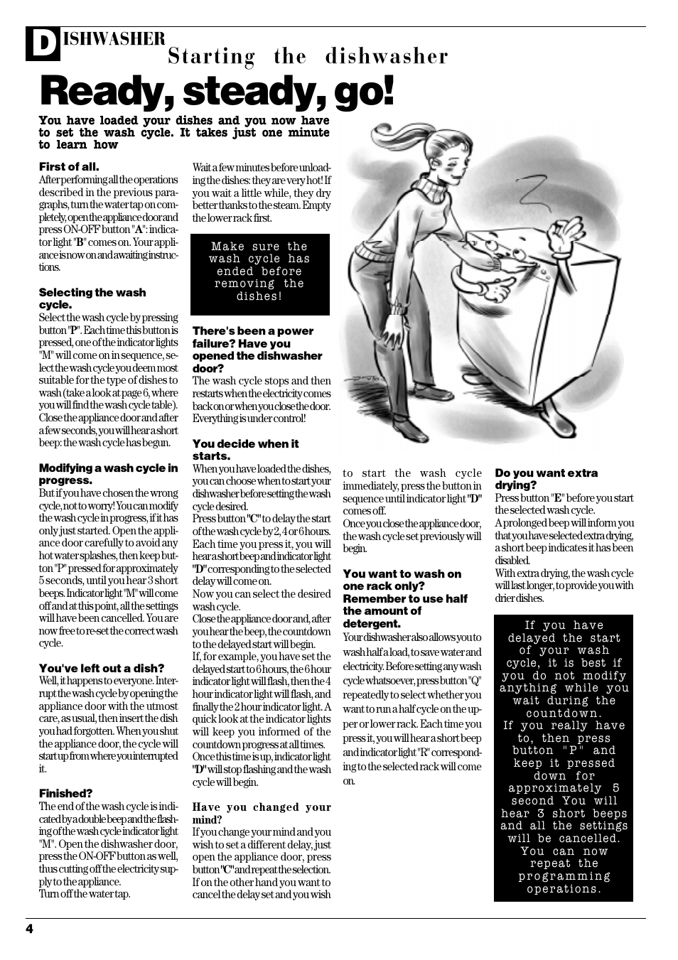 Ready, steady, go, Starting the dishwasher, Ishwasher | Ariston LI 68 DUO User Manual | Page 6 / 16