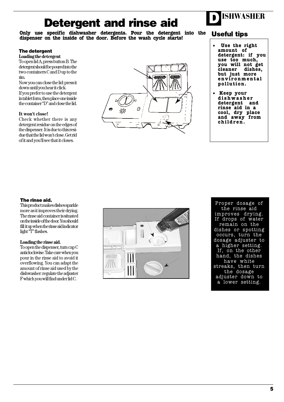 Detergent and rinse aid, Ishwasher, Useful tips | Ariston LI 68 DUO User Manual | Page 7 / 16