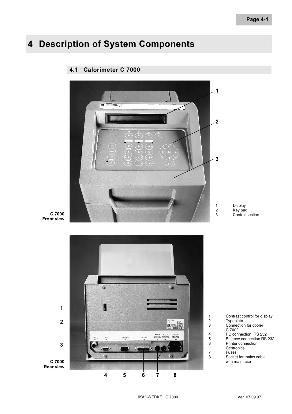 Hvfulswlrq ri 6\vwhp &rpsrqhqwv, Dorulphwhu | IKA C 7000 Grundausstattung Set 2 User Manual | Page 17 / 74