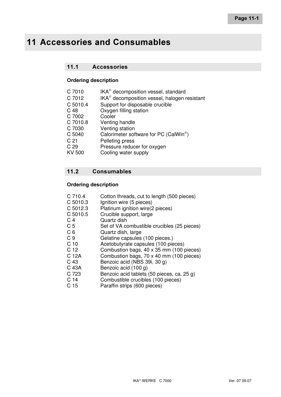 Ffhvvrulhv dqg &rqvxpdeohv | IKA C 7000 Grundausstattung Set 2 User Manual | Page 67 / 74