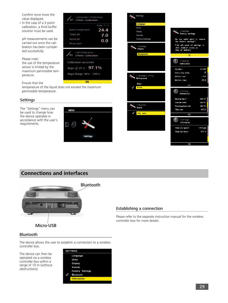 Connections and interfaces, Micro-usb bluetooth | IKA RET control-visc User Manual | Page 29 / 88