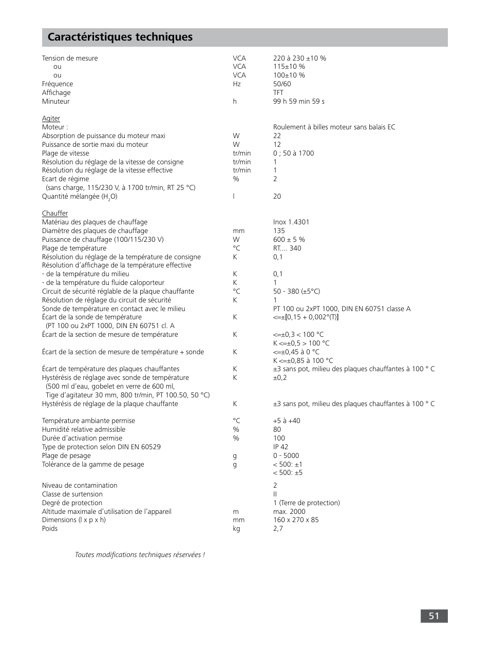 Caractéristiques techniques | IKA RET control-visc User Manual | Page 51 / 88