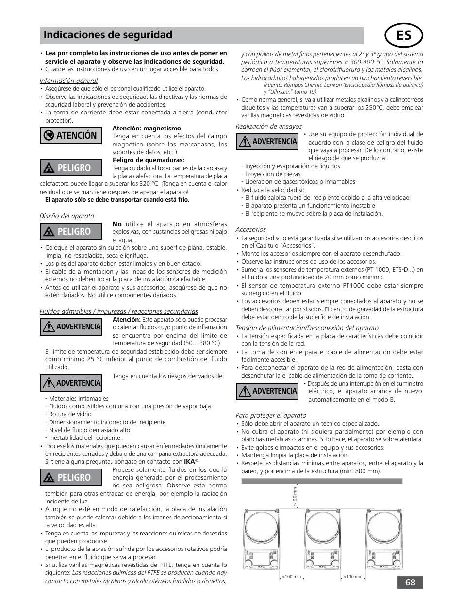 Indicaciones de seguridad, Atención peligro, Peligro | Advertencia | IKA RET control-visc User Manual | Page 68 / 88