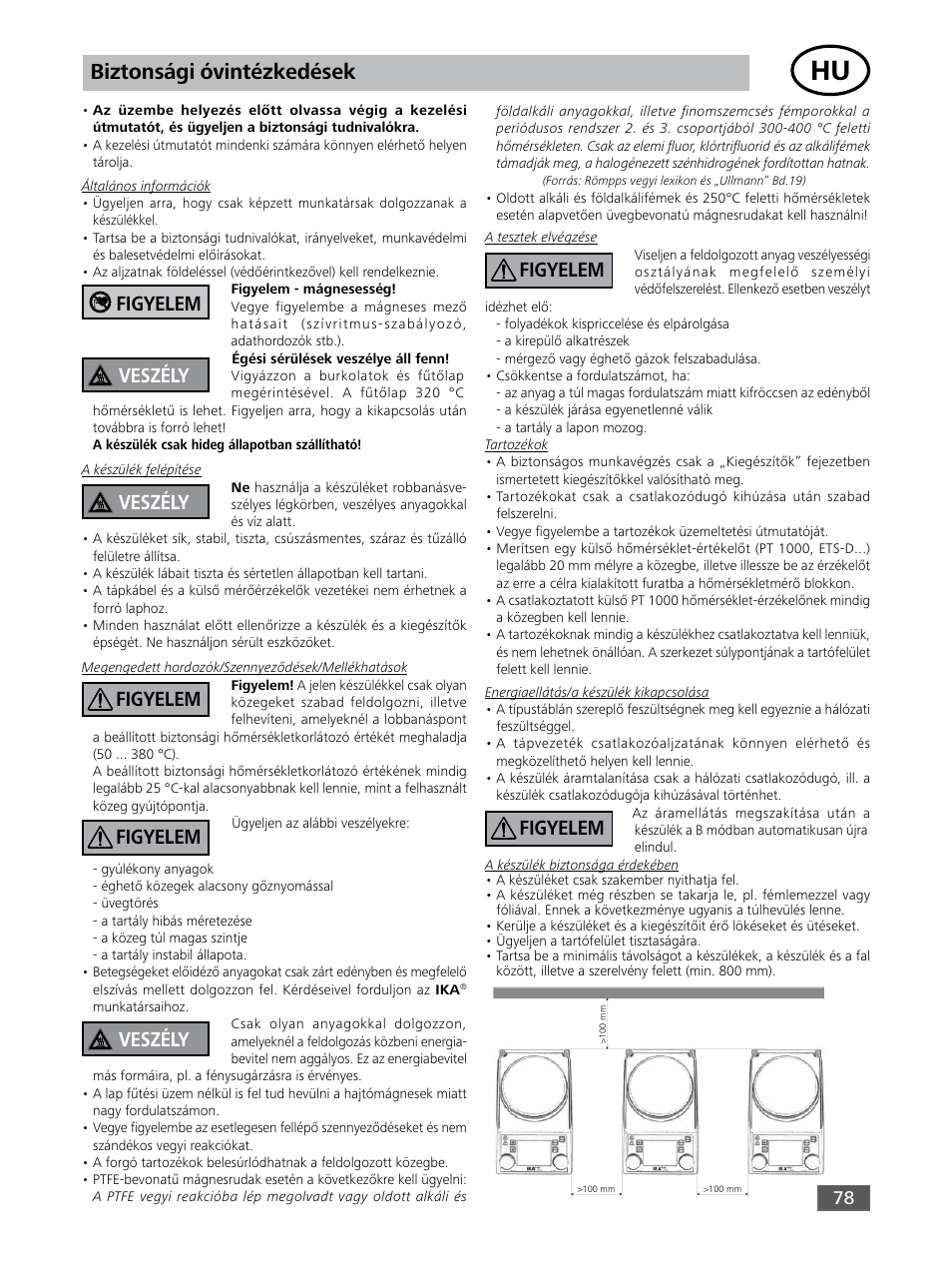 Biztonsági óvintézkedések, Figyelem veszély | IKA RET control-visc User Manual | Page 78 / 88