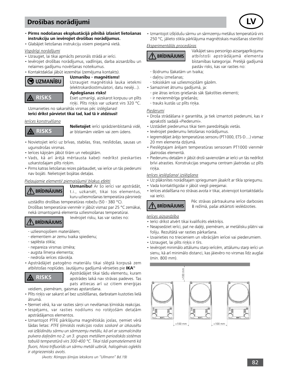 Drošības norādījumi, Uzmanību risks, Risks | IKA RET control-visc User Manual | Page 82 / 88