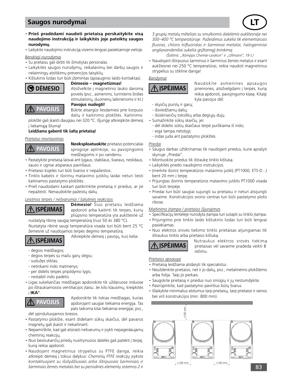 Saugos nurodymai, Dėmesio | IKA RET control-visc User Manual | Page 83 / 88