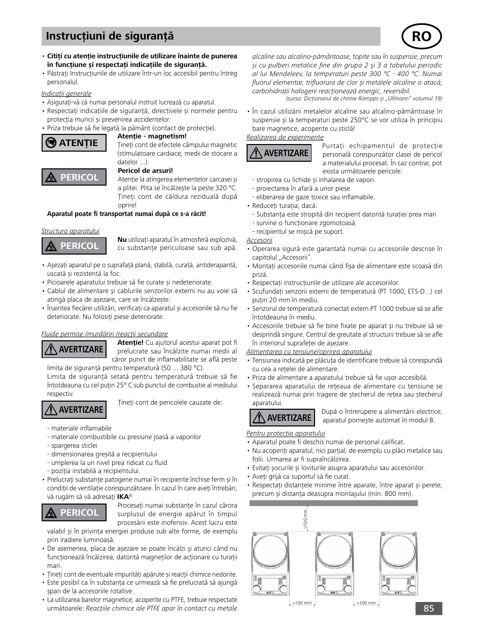 Instrucţiuni de siguranţă, Atenţie pericol | IKA RET control-visc User Manual | Page 85 / 88