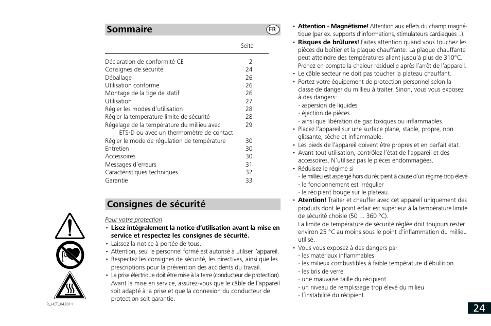 Sommaire consignes de sécurité | IKA RCT basic User Manual | Page 24 / 68