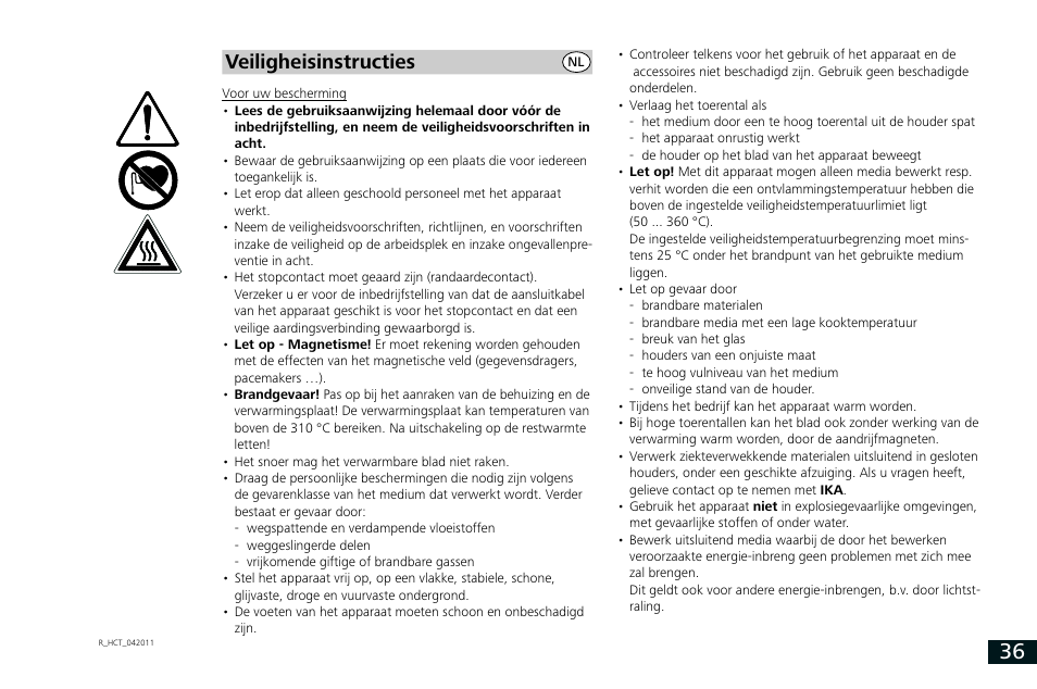 Veiligheisinstructies | IKA RCT basic User Manual | Page 36 / 68